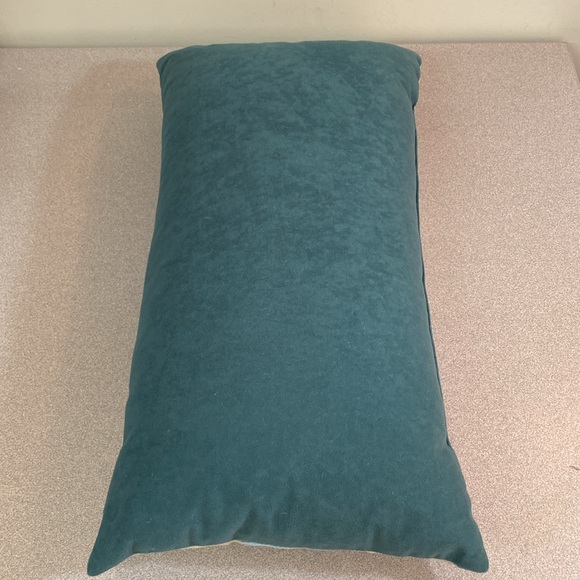 Teal geometric lumbar decorator pillow. - Picture 3 of 6